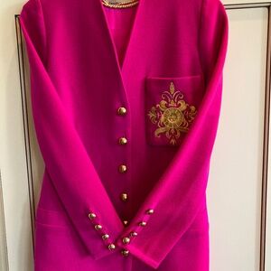 Dana Buchman Petite P Knit Hot Pink Jacket, Silk Blouse and pencil Skirt